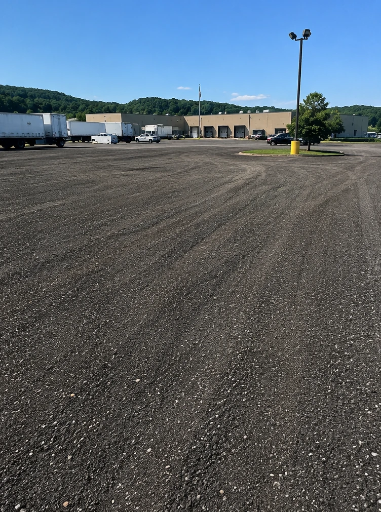 Commercial parking area surfaced with recycled asphalt millings