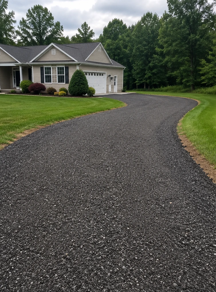 Residential driveway surfaced with recycled asphalt millings